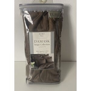 New Wamsutta Damask Stripe Collection Euro Sham 500 TC | Chocolate brown